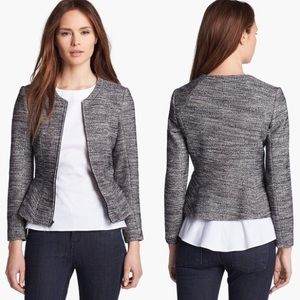 Theory Gray Marled Collarless Zip Blazer Jacket